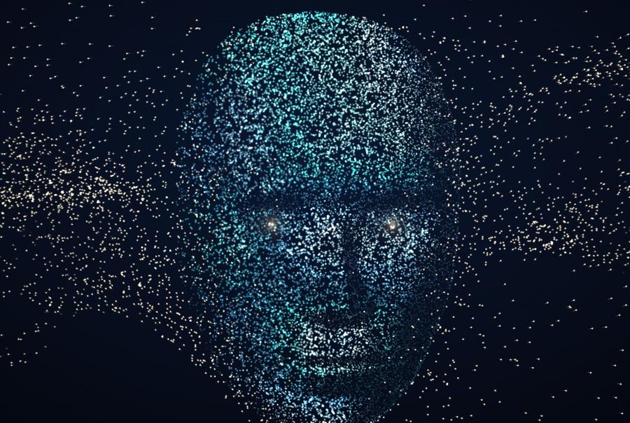 The JARVIS face, made of points of light